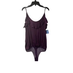 Intimately Free People Ruffle Bodysuit Sleeveless‎ Purple Lingerie Medium New